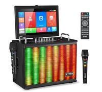 EYTSE Karaoke Machine for Adults with Screen, 14" Touch Display & 400W HD Sound, Wireless/WiFi/HDMI PA Speaker System with 2 Wireless UHF Microphones, with DJ Light for Home TV Outdoor Party