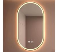 EYTVYUWPT LED Oval Mirror With 3 Color Lights/Infinite Dimming, Smart Touch Switch, Oval Bathroom Mirror For Living Room Entryway(Anti-fog,40x80cm)