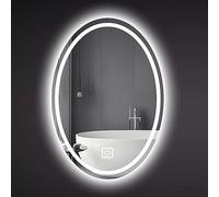 EYTVYUWPT Oval LED Smart Mirror, Wall Mounted Bathroom Mirror, Anti-fog, 3 Color Lights + Infinitely Dimmable, HD/Explosion Proof, Makeup Mirror(3 color,70x90cm)