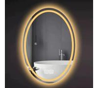 EYTVYUWPT Oval LED Smart Mirror, Wall Mounted Bathroom Mirror, Anti-fog, 3 Color Lights + Infinitely Dimmable, HD/Explosion Proof, Makeup Mirror(Anti-fog,60x80cm)