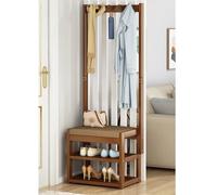 EYUIOPLM 3-in-1 Entryway Bench with Coat Rack,Hall Tree with Shoe Storage,Thickened Bamboo Bracket for Corridors Living Rooms bedrooms(50cm)