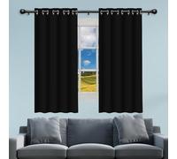EYUQIAO Black Blackout Curtains for Bedroom 320 x 210 cm Eyelet Insulated Blackout Eyelet Curtains Bedroom for Kitchen, Black