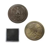 EYVRPAU 2 Pcs Challenge Yes-No Skull Coins Embossed Stereo Antique Copper for Throwing Game Collectors(With Storage Box)