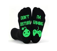 EYVRPAU Funny Gamer Socks for Men 1 Pair Black Green One Size Fits All Gamer Socks Original for Men Dad Him, Birthday Santa Father's Day