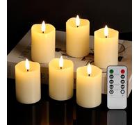 Eywamage Ivory Flameless Votive Candles with Remote Batteries, 2x3 Flickering Small LED Pillar Candles Set of 6