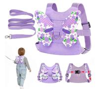 EYWILYWI Baby Walking Harness Toddler Reins, Anti-Fall & Anti-Lost Children's Reins with Detachable Safety Rein & Sparkle Butterfly Wings, Baby Reins for 1-3 Years (Purple) (Purple)