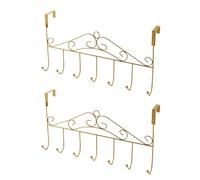Eywlwaar Gold Over The Door Hooks 7 Hanger Rack Heavy Decorative Metal Rack for Home Use Hats Coats Key Bag Clothes Scarfs Hooks (Golden)