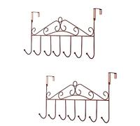 eywlwaar Over The Door Hooks 7 Hanger Rack Heavy Decorative Metal Rack for Home Use Hats Coats Key Bag Clothes Scarfs Hooks