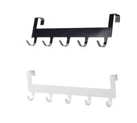 eywlwaar Over The Door Hooks with 5 Hooks Fits The 3/4" Door Widths Cabenit Drawer Hooks Hanging Clothes Towels 2 Pack (Black+White)
