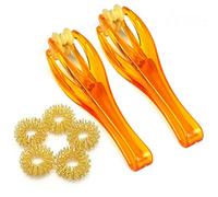 EYX Formula Pack of 2 Clear Orange Plastic Double Rubber Roller Massage Finger Masssger ,Joints Finger Massager Hand Handheld Blood Circulation Tool for Health Massager