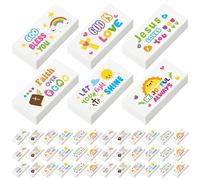 EYxsaxenk Christian Inspirational Mini Eraser -60Pcs Bible Religious Pencil Eraser Desk Puzzle Erasers Rubber for Sunday School Prize Student Reward Birthday Gift Party Favor Bag Filler Teacher Supply
