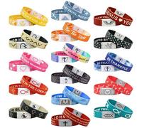 EYxsaxenk NFC Bible Verse Bracelet Set - 16Pcs Colorful Religious Daily Bible Verse Nfc Bracelets Inspirational Christian Friendship Accessory Men Women Adult Teen Birthday Jewelry Gift Party Supplies