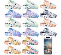 EYxsaxenk NFC Bible Verse Bracelet Set -16Pcs Rainbow Color Christian Religious Scripture Bracelet Gradient Color Daily Bible Verse Wristband Friendship Accessory for Birthday Jewelry Gift Party Favor