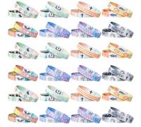 EYxsaxenk NFC Bible Verse Bracelet Set -24Pcs Rainbow Color Christian Religious Scripture Bracelet Gradient Color Daily Bible Verse Wristband Friendship Accessory for Birthday Jewelry Gift Party Favor