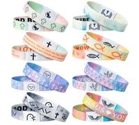 EYxsaxenk NFC Bible Verse Bracelet Set - 8Pcs Rainbow Color Christian Religious Scripture Bracelet Gradient Color Daily Bible Verse Wristband Friendship Accessory for Birthday Jewelry Gift Party Favor