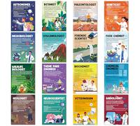 EYxsaxenk Science Posters for Classroom Middle School - 16Pcs Educational Science Career Awareness Posters 13.8x11in Paper Art Prints for School Office Classroom Room Wall Decoration Teacher Supplies