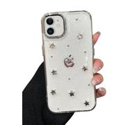 EYZUTAK Case for iPhone 11, Bling Glitter 3D Stars Phone Case Cute Sparkly Crystal Clear Star Aesthetic Design Case Slim Soft Durable TPU Transparent Protective Cover for Women Girls - Star
