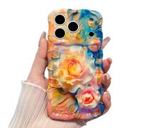 EYZUTAK Case for iPhone 14, Colorful Oil Painting Flower, Champagne Rose