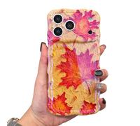 EYZUTAK Case for iPhone 16 Pro, Colorful Retro Oil Painting Leaves Laser Glossy Pattern Cute Curly Wave Edge Exquisite Phone Cover Stylish Durable TPU Protective Case for Girl Women - Maple Leaf