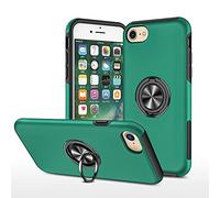 EYZUTAK Case for iPhone 7 Plus iPhone 8 Plus, 360 Degree Rotation Magnetic Metal Finger Ring Holder Magnet Car Holder Inner Silicone with Camera Protection Glossy Anti-drop Hard Cover - Dark Green