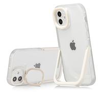 EYZUTAK Double Stand Case for iPhone 11 6.1 inch, Dual Hidden PC Kickstand Transparent Design Phone Cover Slim Candy Color Flexible TPU Anti-Scratch Durable Shockproof Protective Bumper Case - White