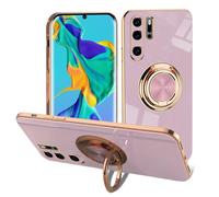 EYZUTAK Electroplated Magnetic Ring Holder Case for Huawei P30 Pro, 360 Degree with Rotation Metal Finger Ring Holder Magnet Car Holder Soft Silicone Shockproof Cover - Purple