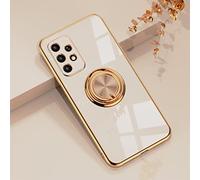 EYZUTAK Electroplated Magnetic Ring Holder Case for Samsung Galaxy A52 / A52S 5G, 360 Degree with Rotation Metal Anti-fall Finger Ring Magnet Car Holder Soft Silicone Shockproof Cover - Light Pink