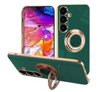 EYZUTAK Electroplated Magnetic Ring Holder Case for Samsung Galaxy A54 5G, 360 Degree Rotation Metal Anti-fall Finger Ring Magnet Car Holder Slim Soft Silicone Shockproof Cover - Dark Green