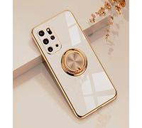 EYZUTAK Electroplated Magnetic Ring Holder Case for Samsung Galaxy S20 Plus, 360 Degree with Rotation Metal Anti-fall Finger Ring Magnet Car Holder Slim Soft Silicone Shockproof Cover - Light Pink