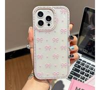 EYZUTAK for iPhone 16e Case Bow Heart Case, Bling Glitter Rhinestone Phone Cover with Luxury Sparkly Diamonds Edge Shiny Glossy Anti-Scratch Clear TPU Shockproof Bumper Cover for Women Girls-Pink Bow