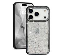 EYZUTAK for iPhone 17 Pro Max Case, Luxury Bling Shiny Glitter Sequin Phone Case with Sparkly Crystal Diamonds Rhinestone Border Aesthetic Cute Slim Soft Durable TPU Protective Cover for Women-Black