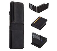EYZUTAK Premium PU Leather Flip Folio Case for Samsung Galaxy Z Flip 4, [One-Piece] [Anti-Slip] [Scratch Resistant] Slim Flexible Protective Card Slot Shockproof Wallet Cover - Black