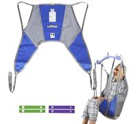 EZ Assistive Easy Slip Fit Patient Lift Sling with Low Back,Hygiene Sling for Elderly/Bedridden Patient Transfer or Toileting,SWL 500 lb (Blue-Low Back, Medium)