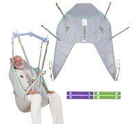 EZ Assistive Padded Divided Leg U Sling with Head Support - Grey High Back Patient Hoist Sling for Hoyer & Mobile Hoists - Ideal for Toileting, Transfer, Home Care & Elderly - 500 lbs / 227 kg (Large)
