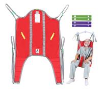 EZ Assistive Patient Lift Divided Leg Sling with High Back, Universal Padded Lift U-Sling for Transfer/Positioning/Lifting or Toileting, Use in Hospitals, Nursing & Home Care-SWL 500lbs (Red, Large)