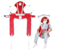 EZ Assistive Patient Lift Sling, Hoyer Lifts Sling with Head Support for Elderly/Disabled/Handicap Toileting,500 lbs SWL (Red, Medium-with Head Support)