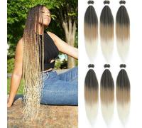 EZ Braid 30 Inch Pre Stretched Braiding Hair 6 Packs Yaki Texture Braiding Hair for Crochet Hair Braids Kanekalon Synthetic Fiber Hot Water Setting Crochet Braiding Hair Extensions（1B/27/613#)