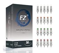 EZ Cartridge Needles Assorted - 50Pcs #10 Mixed (3RL 5RL 7M1 9RM) & #12 (7RS) Tattoo Needle Cartridges for Tattooing Rotary Tattoo Pen Machine Supply - Revolution