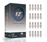 EZ Cartridge Needles Assorted - 50Pcs #10 Mixed (7RM 9RM 11RM 13RM 15RM) Bugpin Round/Curved Magnum Tattoo Needle Cartridges for Tattooing Rotary Pen Machine Supply - Revolution