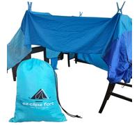 ez clipz- Fort Building Kit- Large Lightweight Blanket and Clips to Attach to Furniture-Best Gift for Kids/Children- by Pickle & Olive (Blue)