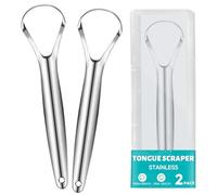 EZ COZY 2 Pack Metal Tongue Scraper for Adults, Stainless Steel Tongue Cleaner with Travel Case, Reusable Tongue Scraper for Oral Care