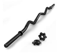 EZ Curl Bar, 47" Threaded Steel Curl Bar for Standard 1 Inch Plates, 220 LBs Capacity Strength Training Bar for Biceps and Triceps Weightlifting, Curling Bar for Home/Gym