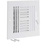 EZ-FLO 61617 Four-Way Sidewall/Ceiling Register, 6 inch x 6 inch, White