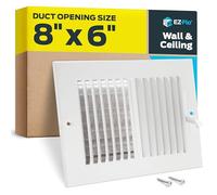 EZ-FLO 61661, White Two-Way Sidewall/Ceiling Register, 8 inch (W) x 6 inch (H) Opening, 8" x 6"