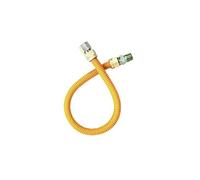 EZ-Fluid 24" Stainless Steel Corrugated Yellow Epoxy Coated 1/2" MIP x 1/2" FIP Flex Gas Flexible Line,Natural Gas Connector Hose Supply Line For Gas Pipe,Hot Water Heater,Range,Dryer,Stove(1)