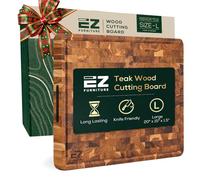 EZ FURNITURE Teak Large Wood Cutting Board & Serving Board, End Grain with Juice Groove and Handles, Knife Friendly, For Chopping, Aesthetics for the Kitchen (L 20" x 15" x 1.5", 11.90 lbs)