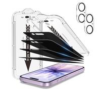 EZ-GLAZ- 4 Pack for iPhone 17 Privacy Screen Protector [6.3"] With 2 Pack Camera Lens Protector, 9H+ Hardness 12FT Military Grade Shatterproof Scratch Resistant Durable Tempered Glass Film with
