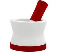 EZ-Grip Red Silicone & Ceramic Pestle and Mortar Set with Non-Slip Detachable Silicone Base - Dishwasher Safe Mortar and Pestle by Cooler Kitchen