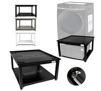 EZ Laundry Black Washing Machine Stand & Dryer Pedestal - Fits 61 CM Wide Front-Load | 41 CM Height Alloy Steel Riser for Back Comfort | Drip Tray & Hose Included | 360 kg Capacity | Universal UK Fit