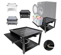 EZ Laundry Washer and Dryer Pedestals - Ergonomic 24"-18" Stand with Drain Pan & Pull Out Shelf - Black Steel Alloy Holds 800 lbs - Reduces Back Pains - Easy Setup - Laundry Pedestal for Washer Dryer